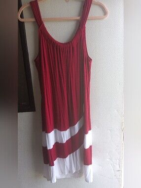 Roll Tide Roll!! Ronnie Salloway Women's Red White Colorblock Tank Dress Large